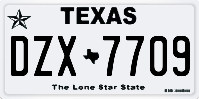 TX license plate DZX7709
