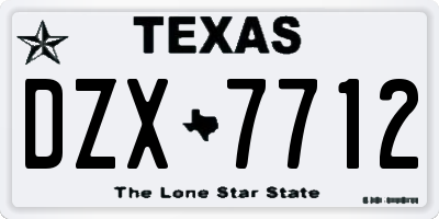TX license plate DZX7712