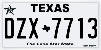 TX license plate DZX7713