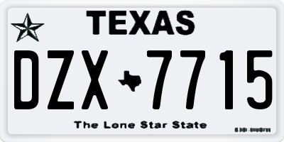 TX license plate DZX7715