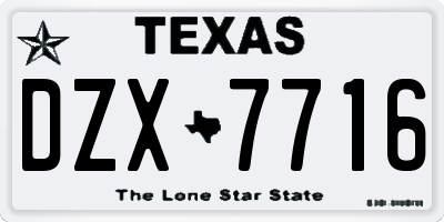 TX license plate DZX7716