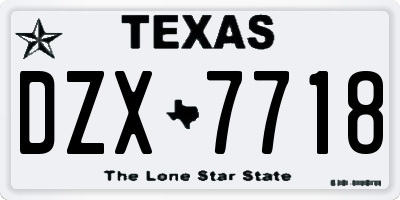 TX license plate DZX7718