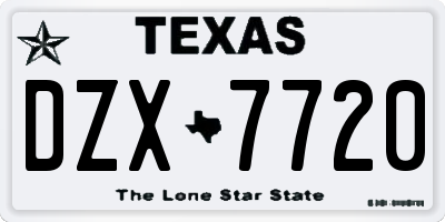 TX license plate DZX7720