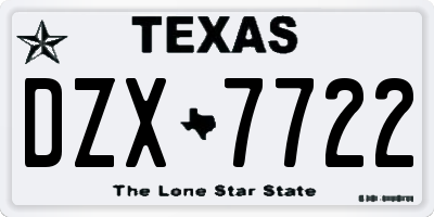 TX license plate DZX7722
