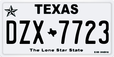 TX license plate DZX7723