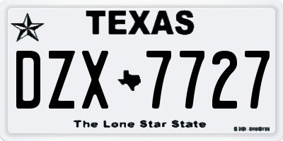 TX license plate DZX7727
