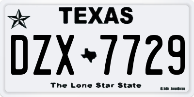 TX license plate DZX7729