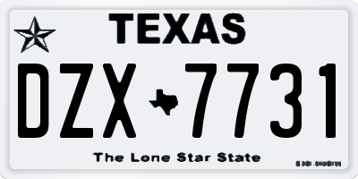 TX license plate DZX7731