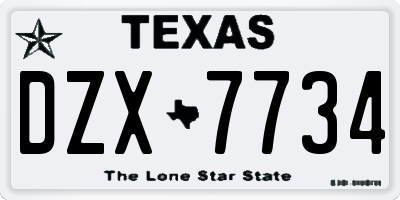 TX license plate DZX7734