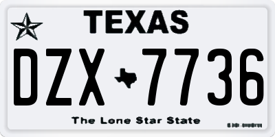 TX license plate DZX7736