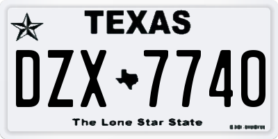 TX license plate DZX7740