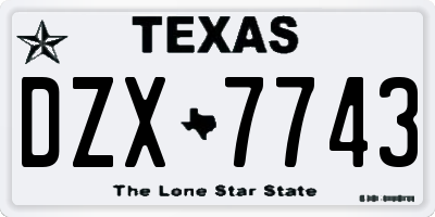 TX license plate DZX7743