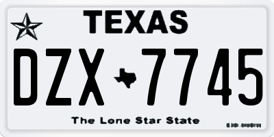 TX license plate DZX7745