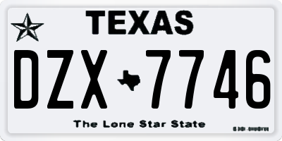 TX license plate DZX7746