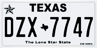 TX license plate DZX7747