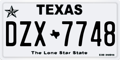 TX license plate DZX7748