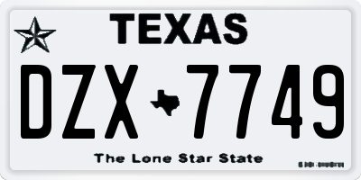 TX license plate DZX7749