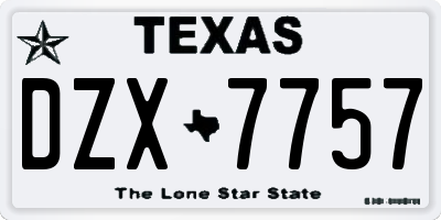TX license plate DZX7757