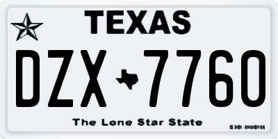 TX license plate DZX7760