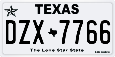TX license plate DZX7766