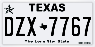 TX license plate DZX7767