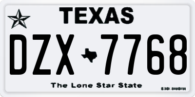 TX license plate DZX7768