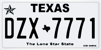 TX license plate DZX7771