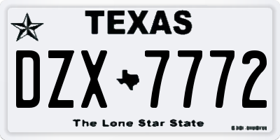 TX license plate DZX7772