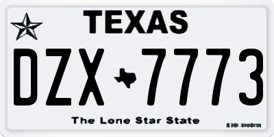 TX license plate DZX7773