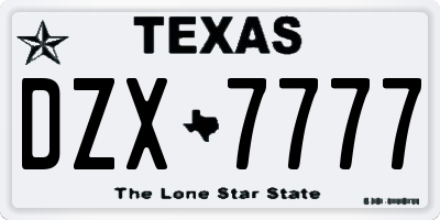 TX license plate DZX7777