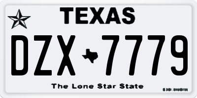 TX license plate DZX7779