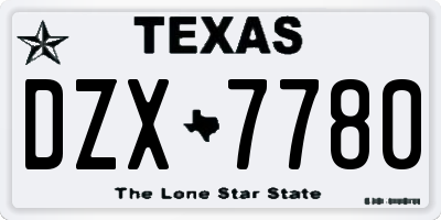 TX license plate DZX7780