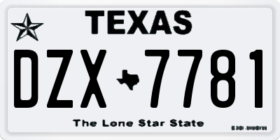 TX license plate DZX7781