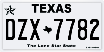 TX license plate DZX7782