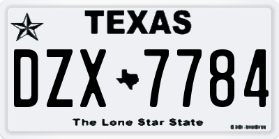TX license plate DZX7784