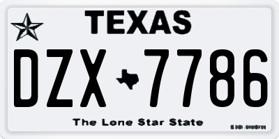 TX license plate DZX7786