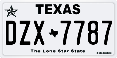 TX license plate DZX7787