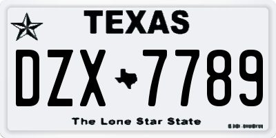 TX license plate DZX7789