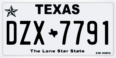 TX license plate DZX7791
