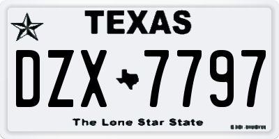 TX license plate DZX7797