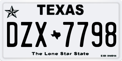 TX license plate DZX7798