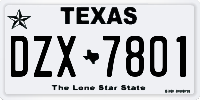 TX license plate DZX7801
