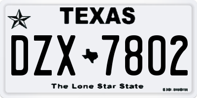 TX license plate DZX7802