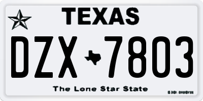 TX license plate DZX7803