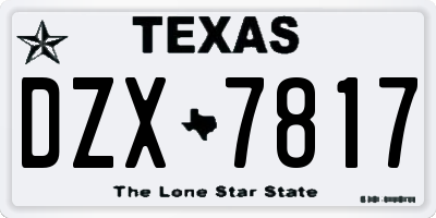 TX license plate DZX7817