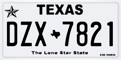 TX license plate DZX7821