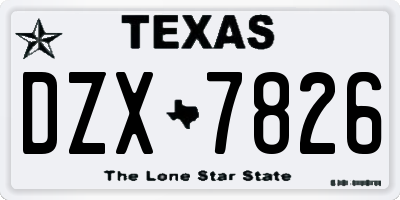 TX license plate DZX7826