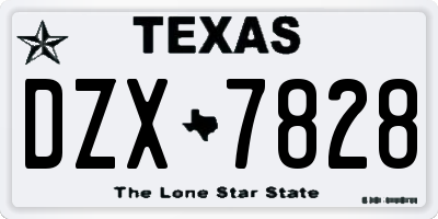 TX license plate DZX7828
