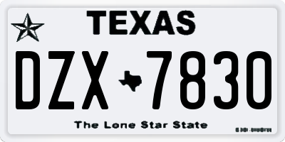 TX license plate DZX7830