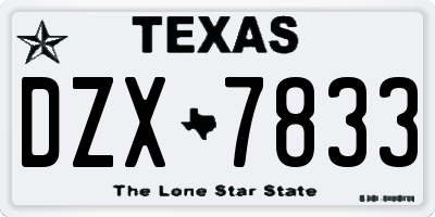 TX license plate DZX7833